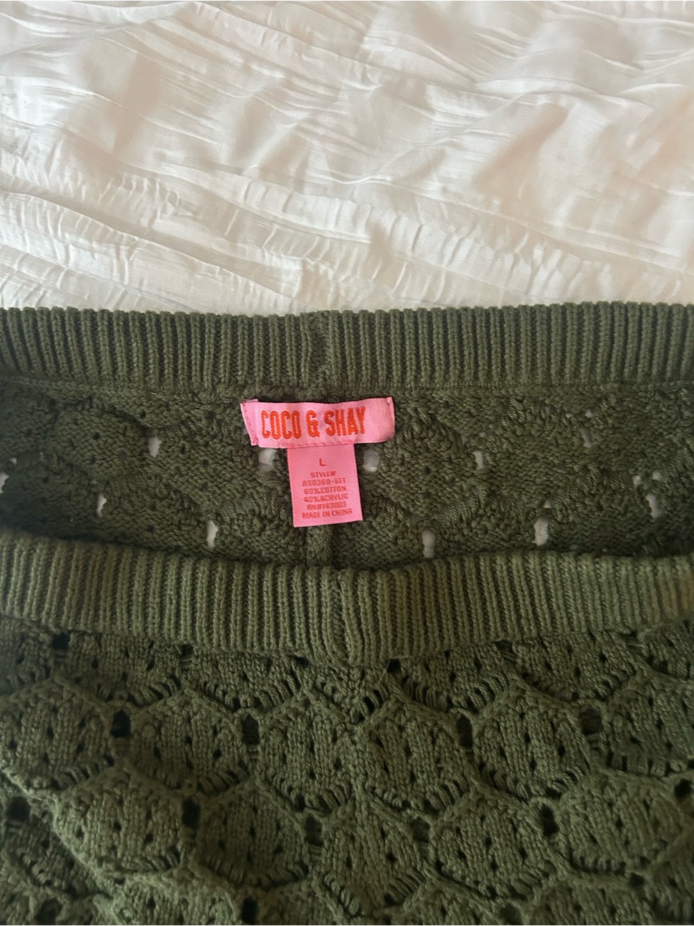 Knit Crochet Olive Green Shorts - Picture 3 of 3
